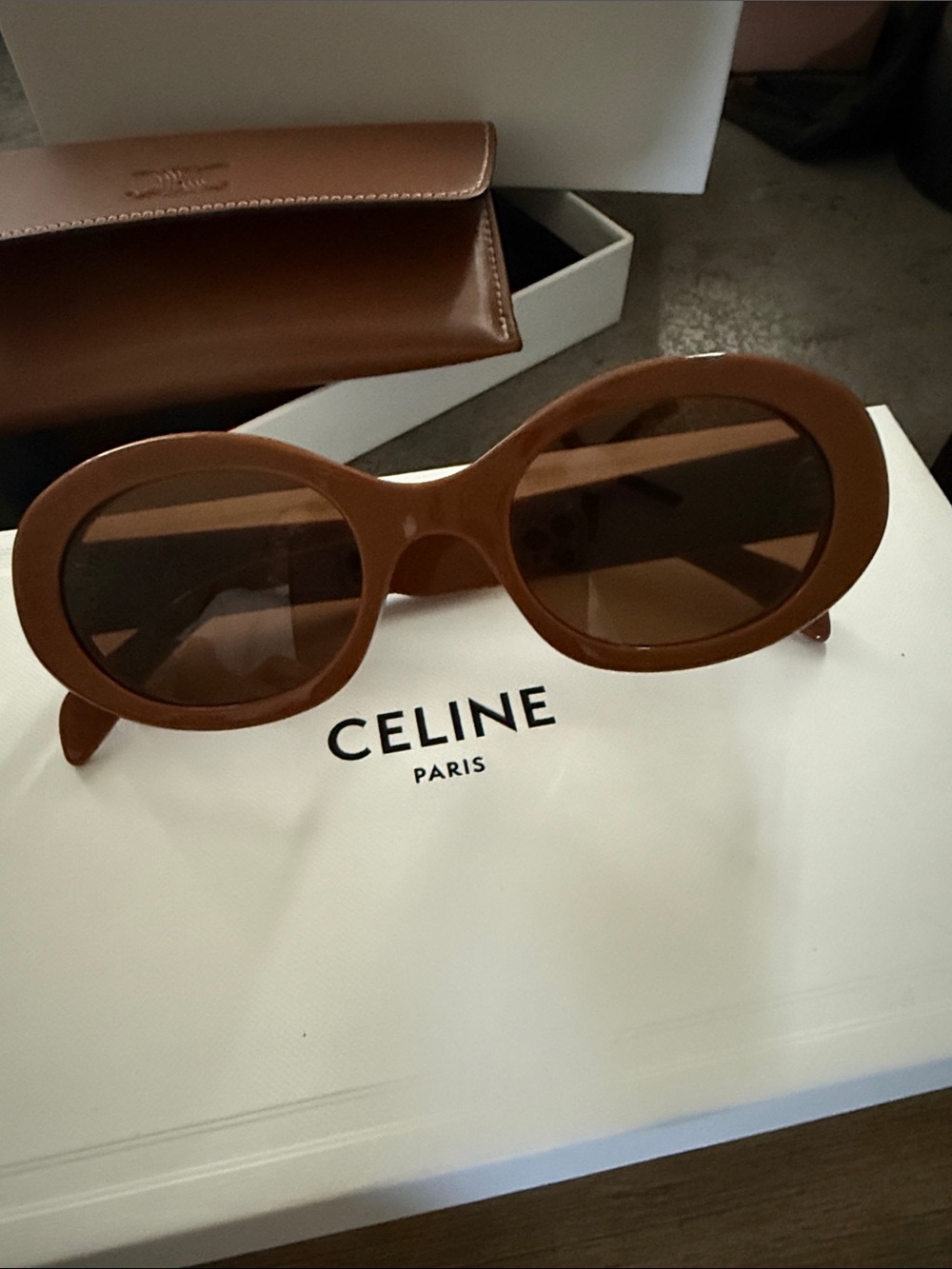 Celine Tan Sunglasses TriompheGold Accent